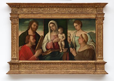 Madonna og barn med hellige og donorer af Francesco Bissolo