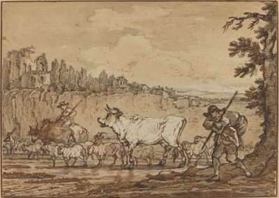 Hyrde krydser en flod af Francesco Casanova
