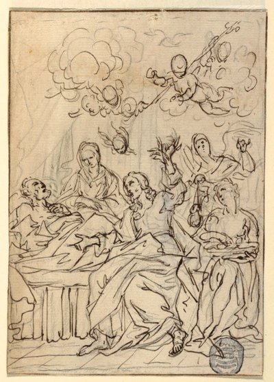 Tegning, Sankt Josephs død, 1880 af Francesco Coghetti