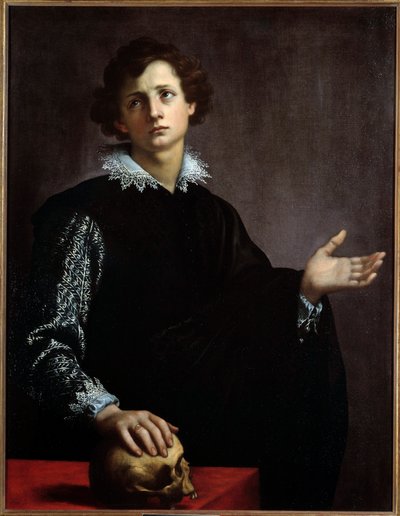 Portræt af en ung mand. Maleri (Vanita) af Francesco Currado (1570-1661) af Francesco Currado