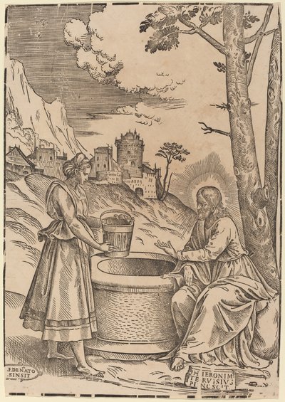 Kristus og Samarias kvinde af Francesco Denanto after Girolamo Pennacchi