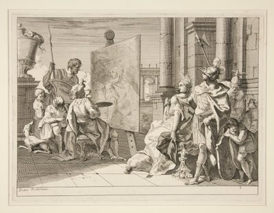 Apelles maleri Campaspe, Alexander den Stores elskerinde, et af en serie på otte tryk (Varii Baccanali et istorie af Francesco Fontebasso