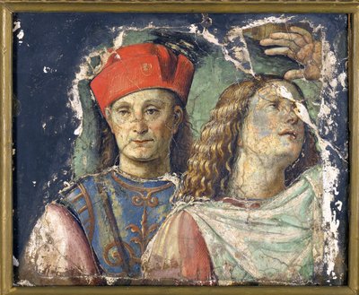 To mandlige hoveder af Frankrig, Francesco (1450-1517). Frisk, c. 1500, National Picture Gallery of Bologna af Francesco Francia