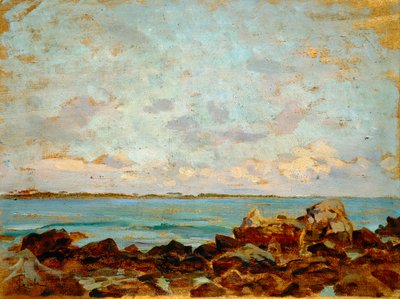 Castiglioncello af Francesco Gioli (1846-1922), olie på panel, 27x36 cm af Francesco Gioli
