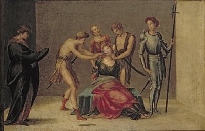 Den hellige Apollonias martyrium (panel) af Francesco Granacci