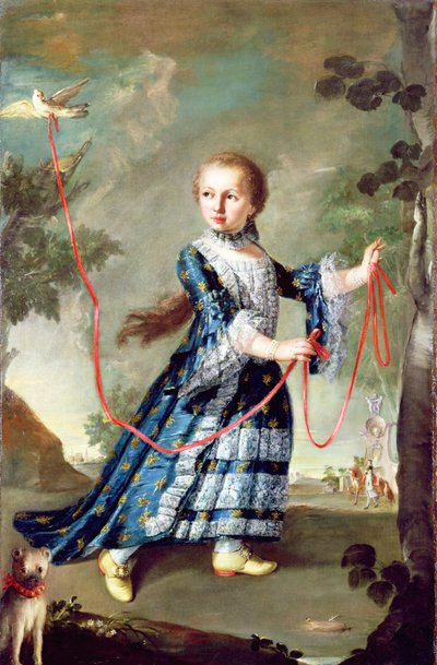 En ung pige fra Gradenigo-familien med en due (olie på lærred) af Francesco Guardi