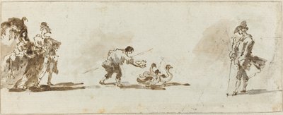 Et elegant par, en gåsedreng og en gentleman [recto] af Francesco Guardi