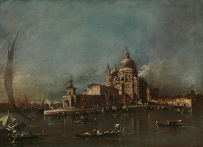 Udsigt over Santa Maria della Salute og Dogana af Francesco Guardi