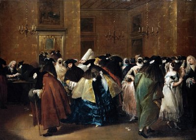 Kasino (Det reducerede) i Venedig - Guardi, Francesco (1712-1793) - Olie på lærred - 77,5x107,5 - Privat samling af Francesco Guardi