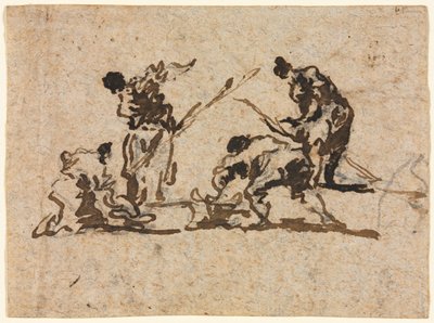 Landmænd og fisker arbejder af Francesco Guardi