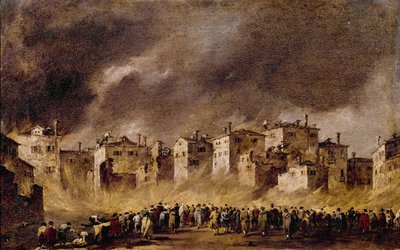 Brand i oliedepotet i San Marcuola, 1790 af Francesco Guardi