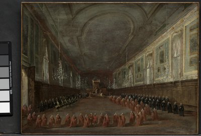 Pave Pius VI stiger ned på tronen for at tage afsked med dogen i SS