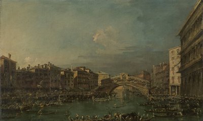 Regatta på Canal Grande, nær Rialtobroen, Venedig af Francesco Guardi