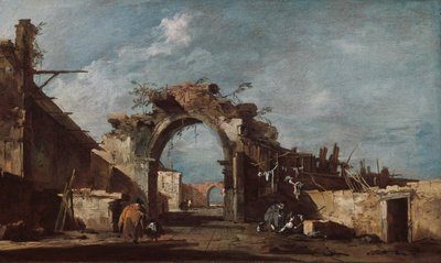 Ruineret buegang, 177593. af Francesco Guardi
