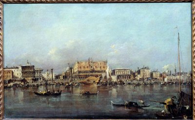 Dogepaladset set fra havet Maleri af Francesco Guardi (1712-1793) 1700-tallets søn. 0,42x0,68m. af Francesco Guardi