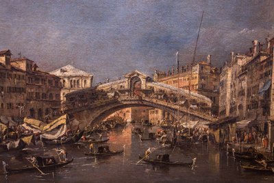Rialtobroen i Venedig,1760 (olie på lærred) af Francesco Guardi