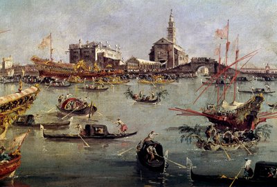 Dogen på Bucentaurus (Bucentoro) i San Nicolo fra Lido til Venedig, Kristi Himmelfartsdagsmaleri af Francesco Guardi (1712-1793) 1700-tallets Paris, Louvre-museet. af Francesco Guardi