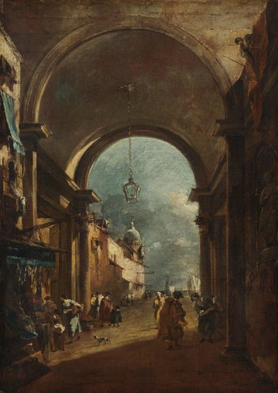 Udsigt gennem en port af Francesco Guardi