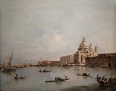 Udsigt over Santa Maria della Salute med Dogana di Mare af Francesco Guardi
