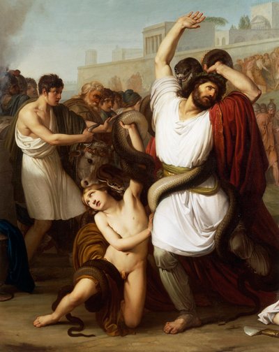 Italien, Milano, Maleri af den troyanske præst Laocoon, detalje af Francesco Hayez