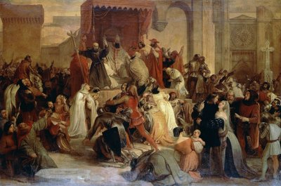 Pave Urban II prædiker det første korstog på pladsen i Clermont af Francesco Hayez