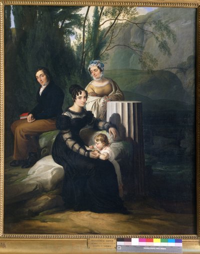 Portræt af familien Borri Stampa af Francesco Hayez