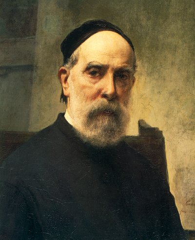 Selvportræt i en alder af 88, af Francesco Hayez (1791-1882), olie på lærred, 58x46 cm, detalje af Francesco Hayez