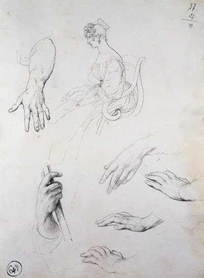 Studie til Portræt af Cristina Trivulzio Belgiojoso af Francesco Hayez