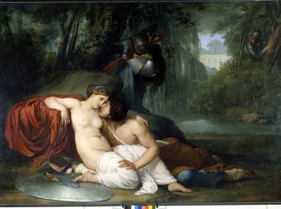Renauds og Armides kærlighed Illustration af en scene af "La Jerusalem delivree" (La gerusalemme liberata) af Torquato Tasso (kendt som kruset). Den fortryllende Armide omgivet af meget symbolske Amours seduit ved hjælp af sit magiske spejl, ridderen Re af Francesco Hayez