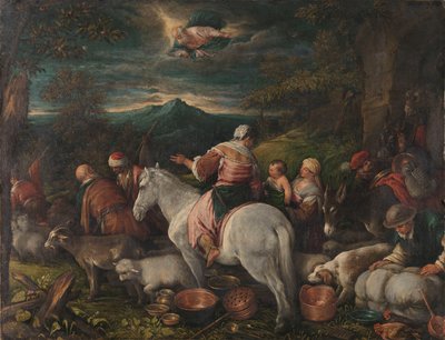 Abraham forlader Haran af Francesco II Bassano (attributed to)