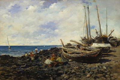 Fiskere med både på land af Francesco Lojacono