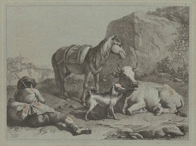 liggende hyrde med en sæk, ca. 1763. af Francesco Londonio