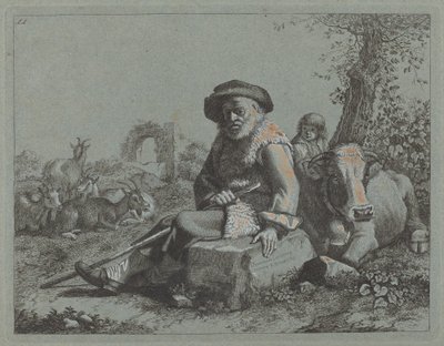Siddende gammel mand af Francesco Londonio