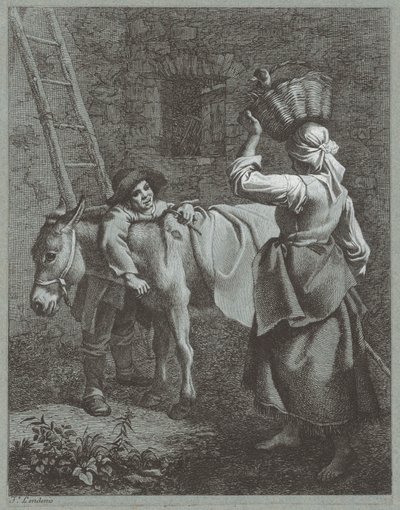 Hyrdedreng taler med en bondepige, 1764. af Francesco Londonio