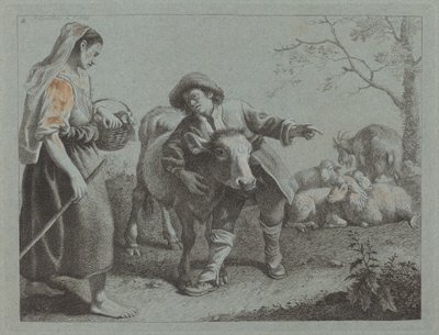 Hyrde, der peger på retningen til en hyrdinde af Francesco Londonio