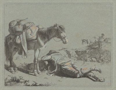 Hyrde i ro nær en flokhest, ca. 1762. af Francesco Londonio