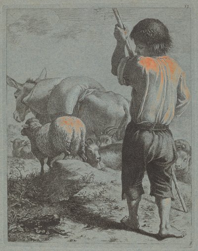 Hyrde med æsel, får og ged, 1759. af Francesco Londonio