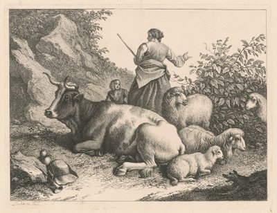 Stående Hyrdinde med et Barn af Francesco Londonio