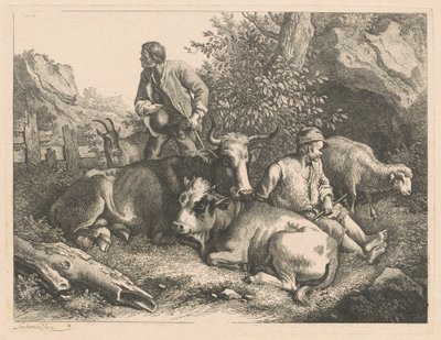 To hyrder med ko og kalv, efter 1776. af Francesco Londonio
