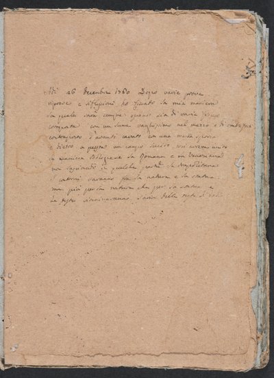 Verona Skitsebog: Inskription side 1, 1760. af Francesco Lorenzi