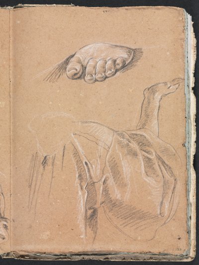 Verona Skitsebog: Studie af et venstre fod- og draperistudium med højre arm side 79, 1760. af Francesco Lorenzi