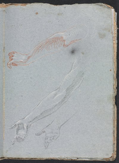 Verona Skitsebog: Studie af hænder og arme side 29, 1760. af Francesco Lorenzi