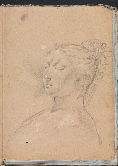 Verona Skitsebog: Kvinde med lukkede øjne side 15, 1760. af Francesco Lorenzi