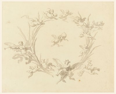 Tegning, studie til freskodekoration, Quirinalpaladset, Rom, 1815-16 af Francesco Manno