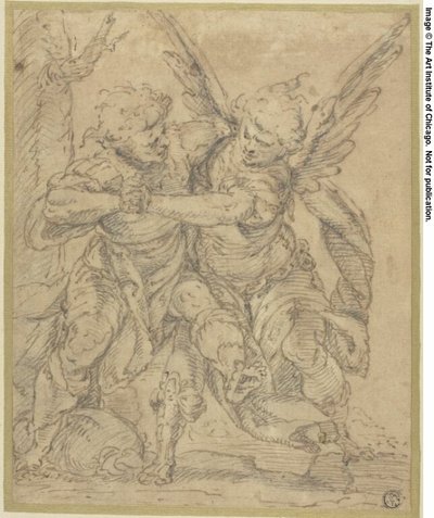 Jakob bryder med englen af Francesco Merano
