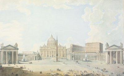 St. Peters, basilikaen og piazzaen (wc over ætset omrids) af Francesco Panini