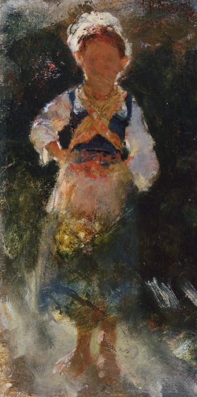 Baggrundsbelyst pige af Francesco Paolo Michetti