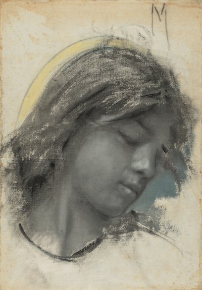 Hoved af en engel (recto); Hoved af en kvinde (verso) af Francesco Paolo Michetti