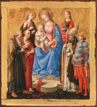 Mary med barnet og seks helgener af Francesco Pesellino