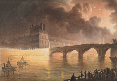 Fest for generel fred givet i Paris den 18. Brumaire. Kongebroen, 1801-2 af Francesco Piranesi